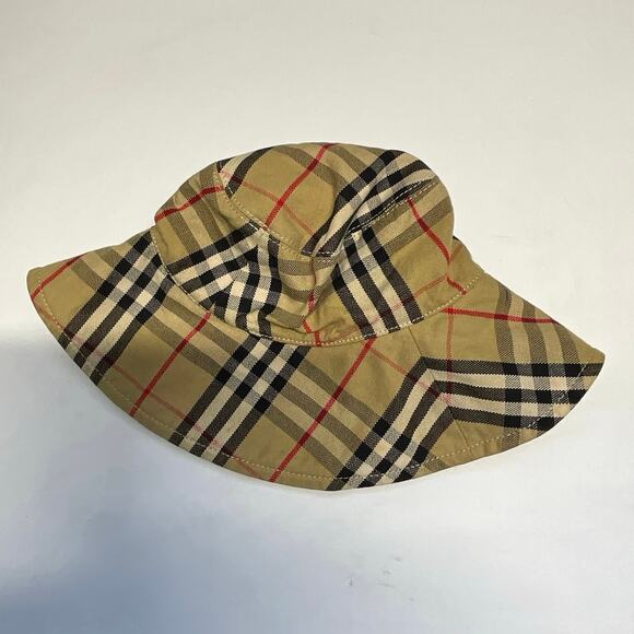 Burberry London Vintage Nova Check Bucket Hat Beige Plaid Size M Unisex